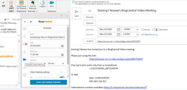 RingCentral phone in Microsoft Outlook-435